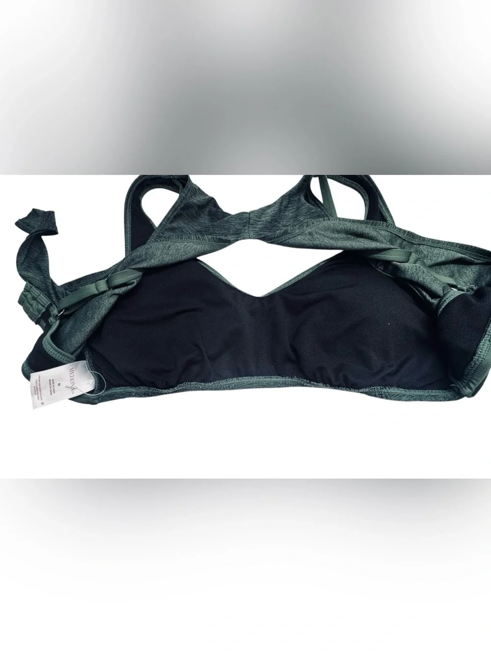 Merona Heather green  Tie back Bikini Top Keyhole Back Sporty Crop M